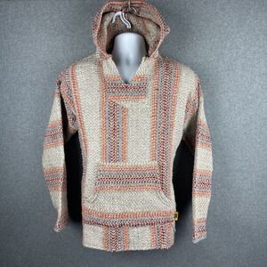 Baja Joe Earth Ragz Baja Hoodie Drug Rug Pullover Sweater‎ Men's Multicolor Sz M